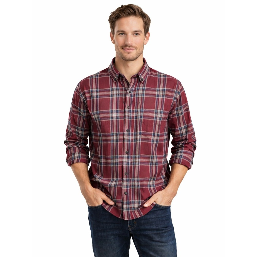 MIZZEN+MAIN City Flannel Twill Garnet Thomas Plaid Button-Down Shirt XL Trim NWT